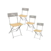 malam - lot de 4 chaises pliantes taupe motif bella vita