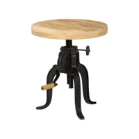 table d'appoint bout de canapé  table basse 45x (45-62) cm bois de manguier massif et fonte meuble pro frco92076
