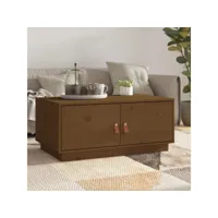 table basse table de salon  bout de canapé marron miel 80x50x35 cm bois massif de pin meuble pro frco98584