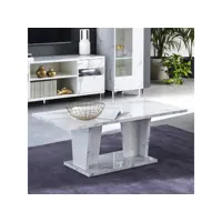 table basse marbre blanc brillant - carrare - l 120 x l 60 x h 45 cm