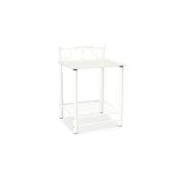 ette - table de chevet avec plateau en verre chambre - dimensions : 65x46x49 cm - cadre et base en métal - plateau en verre - blanc