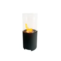 cheminée bio de table de 500w avec base cylindrique en acier noir