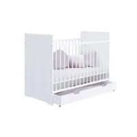 lit bébé palma 60 x 120 -  - sommier et tiroir inclus blanc - blanc