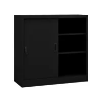 armoire de bureau avec porte coulissante noir 90x40x90 cm acier