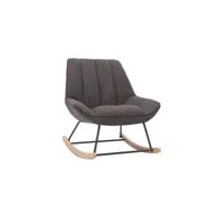rocking chair design en tissu effet velours gris foncé, métal noir et bois clair billie