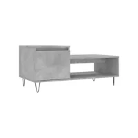 table de salon gris béton 100x50x45 cm bois d'ingénierie