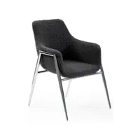 chaise salle à manger design revêtement en tissu bouclette gris foncé  avec piètement en acier argenté  l. 60 x p. 60 x h. 84 cm collection metz viv-99228