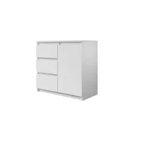luna - commode 3 tiroirs - blanc - 80 cm - style contemporain - best mobilier - blanc
