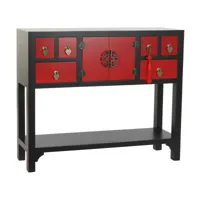 console table console en bois de sapin et mdf coloris noir/rouge - longueur 95 x profondeur 25 x hauteur 78.5 cm