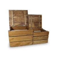 jeu de caisse de rangement 2 pcs, bancs de rangement, boîtes de rangement bois de récupération massif pewv46934 meuble pro