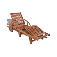 chaise longue  bain de soleil transat bois d'acacia solide meuble pro frco61345