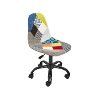 chaise de bureau réglable en hauteur en tissu patchwork