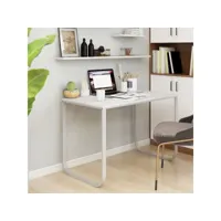 bureau d'ordinateur  bureau informatique blanc 110x60x73 cm aggloméré meuble pro frco62133