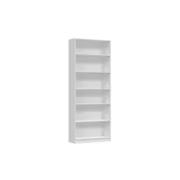 perry - bibliothèque style minimaliste - 6 étagères - 80.5x29x200 cm - meuble de rangement - blanc