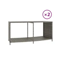 étagères de rangement 2 pcs- meuble de rangement - bibliothèque gris résine tressée -asaf99545 meuble pro