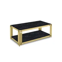 lexie - table basse rectangle en verre effet marbre noir et pieds en métal doré lexie-cs-12g