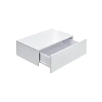 lot de 2 tables de nuits chevet étagères murales pour chambre à coucher avec 2 tiroirs 46 cm blanc laqué helloshop26 03_0000010
