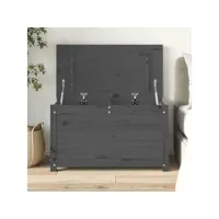 boîte de rangement gris 80x40x45,5 cm bois massif de pin