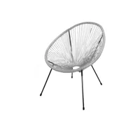 fauteuil de jardin rond en résine coloris gris, dimension 95x83x73cm