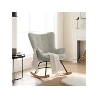 fauteuil à bascule.chaise relaxante rembourré en éponge.pieds en métal+en bois massif.gris