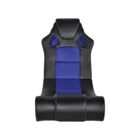 fauteuil salon confortable, fauteuil à bascule à enceinte noir et bleu similicuir pwfn82272