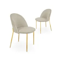lot de 2 chaises design en velours beige arabel
