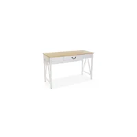 bureau aspect bois et métal blanc 120 cm tokyo 21300029