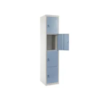 meuble-classeur boston t163, vestiaire, placard en métal, 180x38x45cm ~ bleu