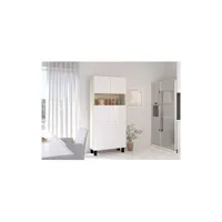 armoire placard convertible en bureau et table home office 175x80x32cm «homi-chêne sonoma clair/blanc brillant»