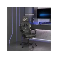 chaise de jeu pivotante repose-pied noir camouflage similicuir