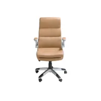chaise de bureau pivotante en croûte de cuir marron