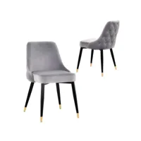 lot de 2 chaises capitonnées en velours gris dorina zl201901643-gri-2