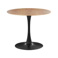 table à manger ronde d 90 cm bois clair support noir boca 312060
