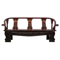 banc d'assise, banquette rectangulaire en bois coloris marron - longueur 210 x profondeur 64 x hauteur 95 cm