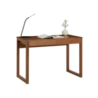 bureau en bois avec 2 tiroirs noah, design scandinave, en pin massif coloris brun foncé