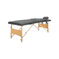 table de massage avec 2 zones lit de massage  table de soin cadre en bois anthracite 186x68cm meuble pro frco61576