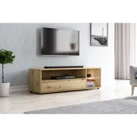 meubles banc tv - 140 cm - chêne artisan / gris mat let's rock