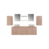 colonne salle de bain - moderne mobilier de salle de bain avec lavabo 9 pcs beige fr2024