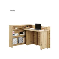 lenart bureau extensible avec rangement work concept cw01 p droit 115 cm chêne artisan