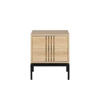 krokom - table de chevet 2 tiroirs en bois et métal - couleur - bois clair