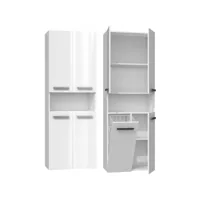 glaze - armoire de salle de bain avec porte +  panier - style moderne - 174x60x30 cm - colonne salle de bain - blanc