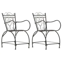 lot de 2 chaises d'extérieur sheela en fer avec accoudoirs et repose-pieds , bronze