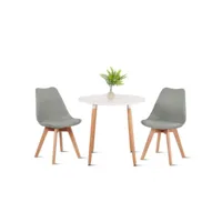 lot de 2 chaises de cuisine en a manger design contemporain scandinave pieds bois de chene - gris