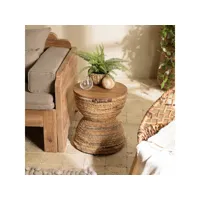 alida - tabouret assise en bois de teck recyclé