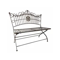 banc de jardin camille banquette fauteuil de jardin exterieur 2 personnes pliable en fer marron 55x102x109cm
