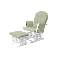 fauteuil relax hwc-c76 fauteuil à bascule, rocking-chair, tissu ~ vert clair, monture blanche