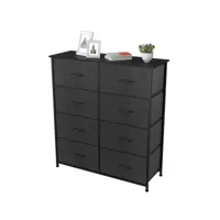 inilo - meuble rangement commode 8 tiroirs boite tissu 80 cm noir