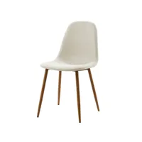 lot de 2 chaises moderne avec revêtement en tissu blanc pieds en métal pour cuisine salon salle à manger chambre bureau vnf-00025w-uk