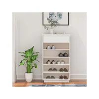 armoire à chaussures blanc 60x34x105 cm bois de pin massif