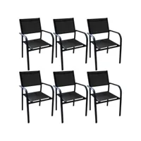 fauteuil en aluminium duca (lot de 6) graphite et noir